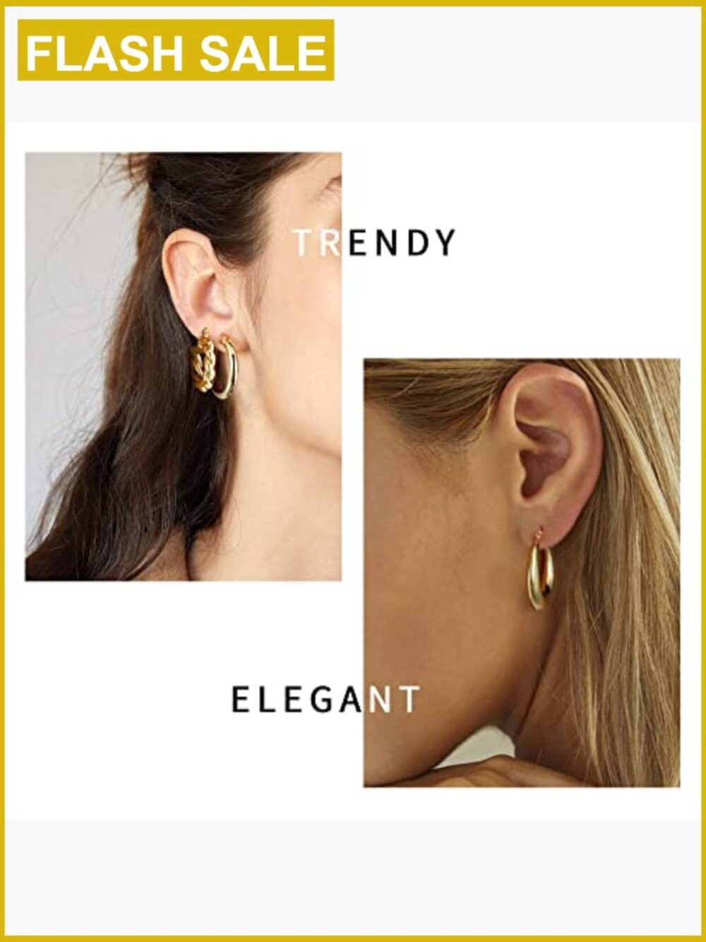 9 Pairs Gold Hoop Earrings Set For Women, 14k Gold Plated Hypoallergenic View 4